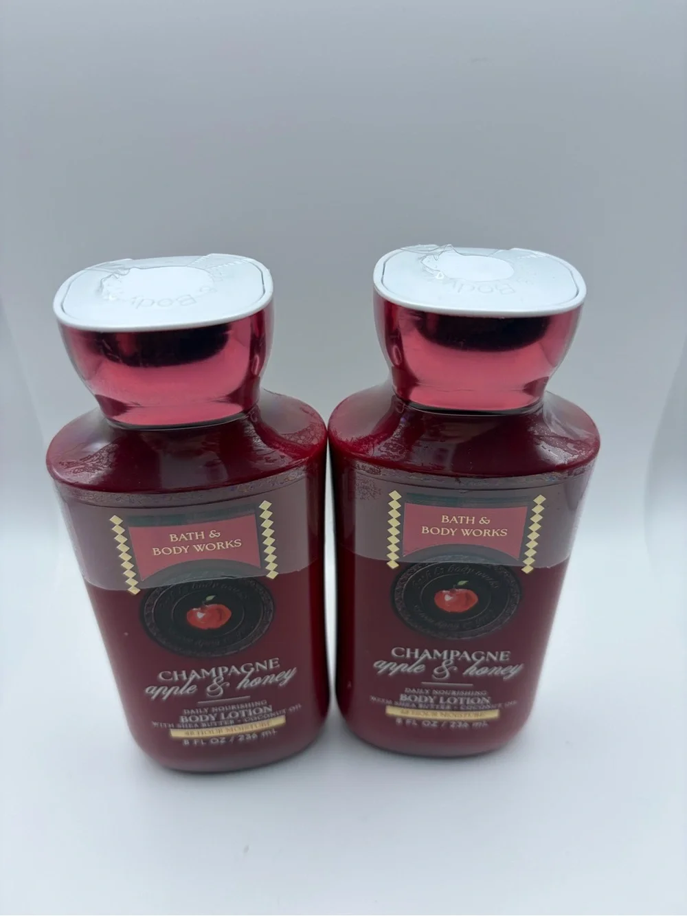 2 Bath & Body Works Champagne Apple & Honey Body Lotion - Red